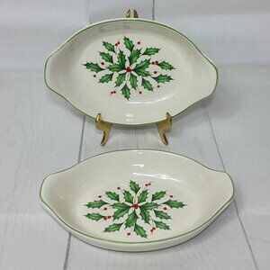 Lenox American By Design Holiday Mini Gratin Dish Set Of 2 Holly Berries